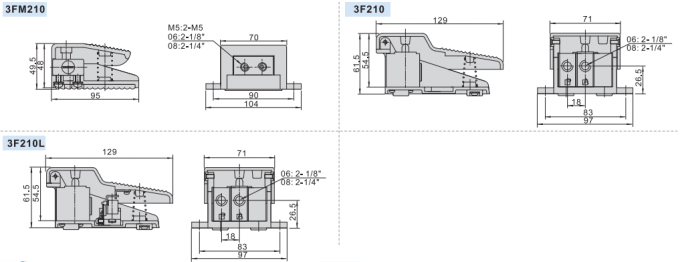 3F210-08 Airtac Type Foot Pedal Air Valve 3 Way 2 Position 3