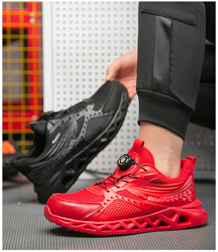 TPU Microfiber Flying Knit Industrial Safety Shoes With EVA Sole Kevlar Mid Sole Steel Toe Anti-stab And Anti-smash