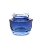 Blue Glass 50g Square Cosmetic Jar UV plating wear resistant