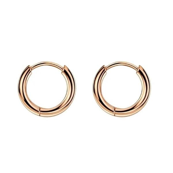 Simply Rose Gold 8mm Hinged Huggie Small Hoop Stainless Steel Earrings For