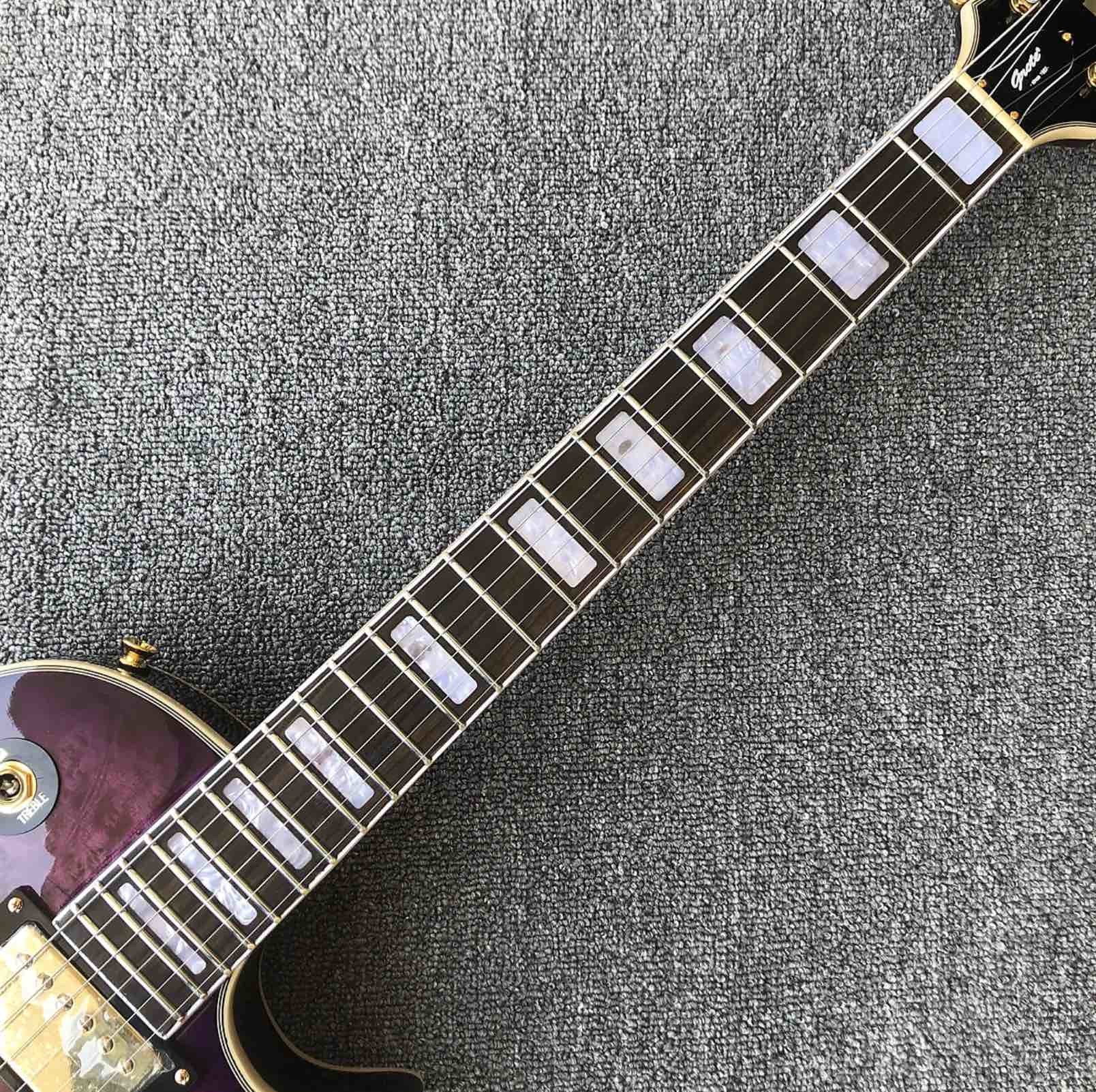 Grand Purple burl top Electric Guitar, Solid Mahogany Body 6 strings Guitarra Gloss finish