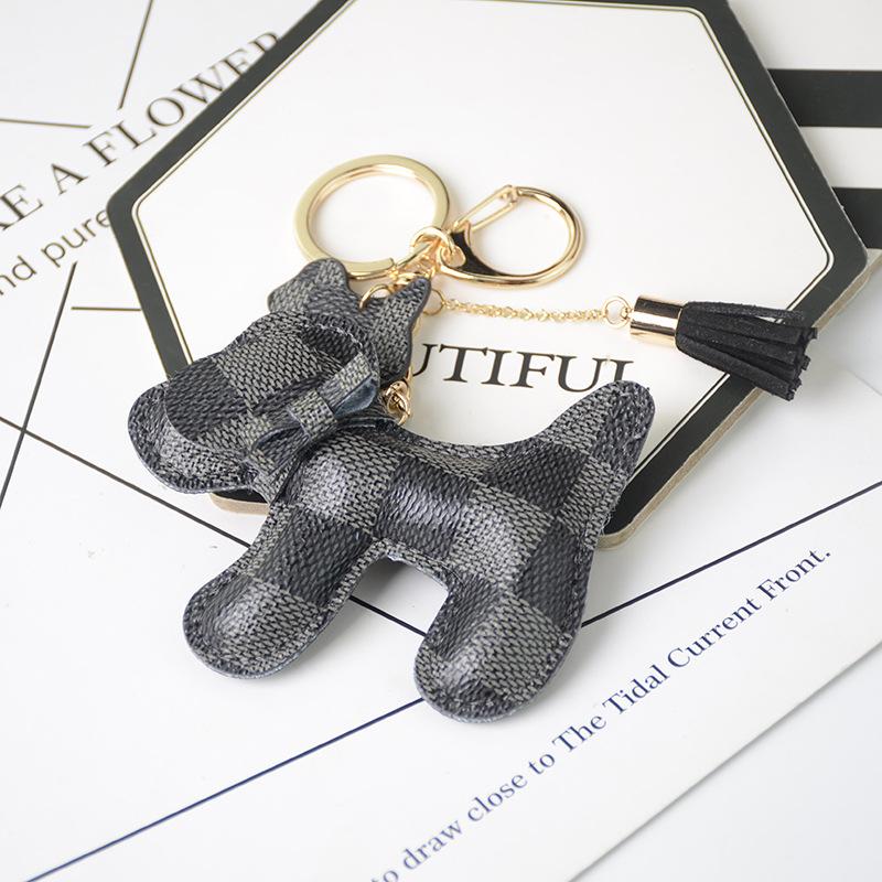 OEM Leather Teddy Bear Keychain , 65mm Cute Keychains For Women