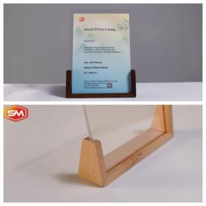 Quality A4 Clear Desktop Clear Acrylic Photo Frame with Wood Base wholesale