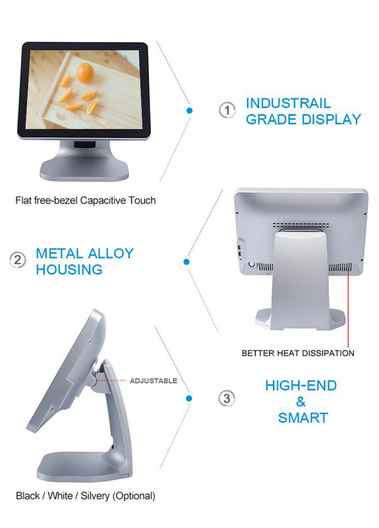 Interface USB Silver Color Point Of Sale Terminal High Brightness ROHS Certification