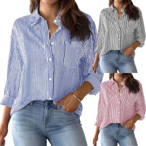 Quality Long Sleeved Office Work Shirt Striped Classic Customized Size wholesale