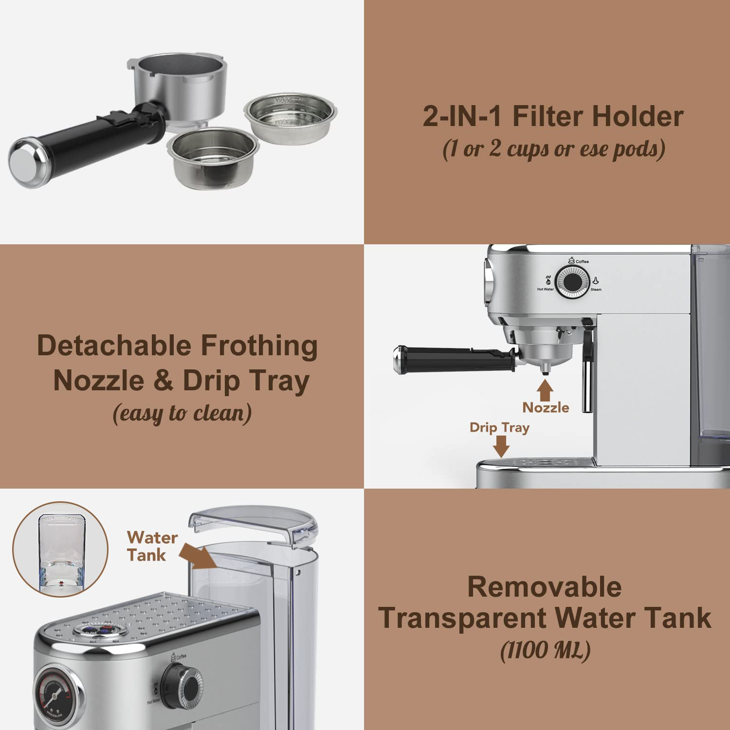 20 Bar Italian Espresso Smart Coffee Machine Automatic With Milk