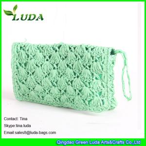 Quality LUDA geen handbags women hand crochet paper string straw clutch wholesale