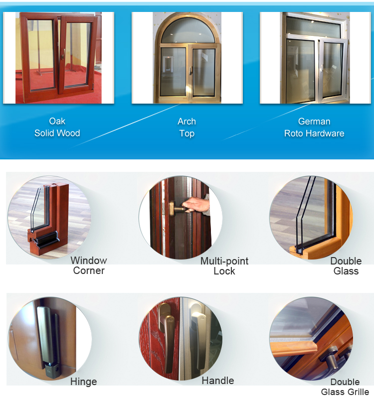 Hurricane Impact Casement China Manufacture Home Antique Style Solid Wooden Windows Triple Pane Tilt And Turn For Sale