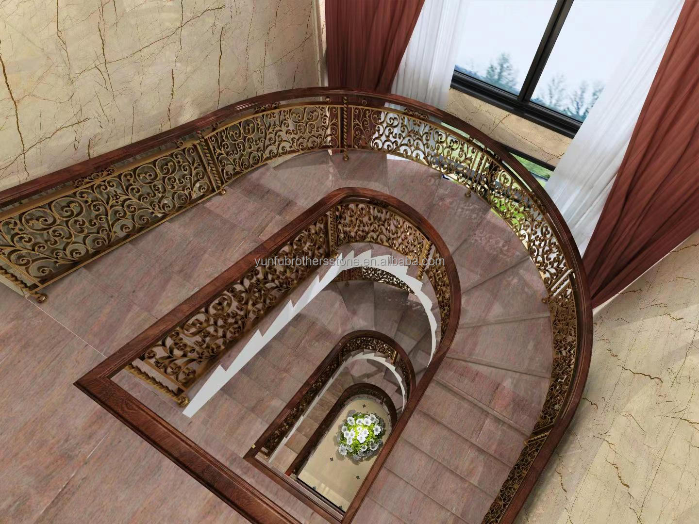 Modern Cut-To-Size Red Granite Stairs and Floor Tiles with Polished Anti Slip Surface