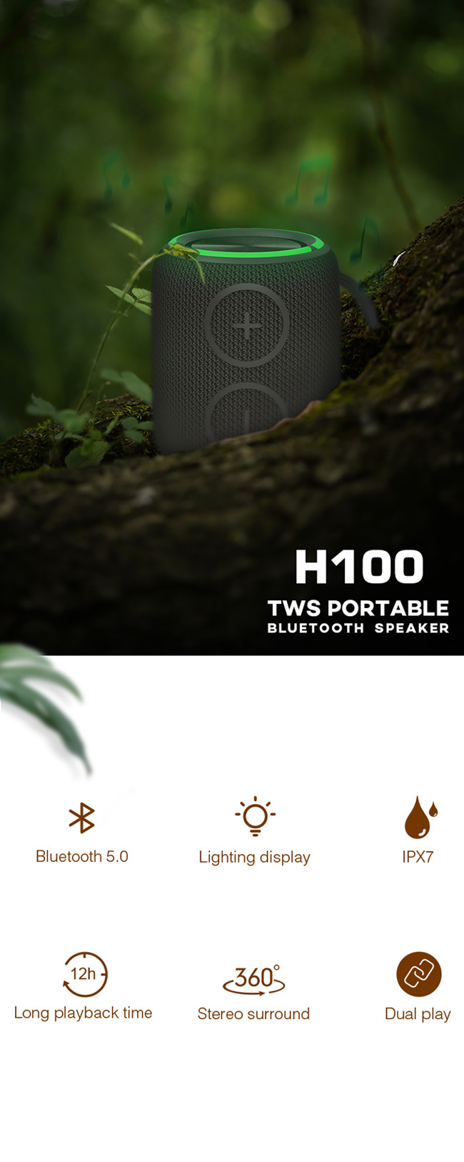 Wireless Music Speaker 8 Hours Play Time 60Hz-20KHz Frequency Response