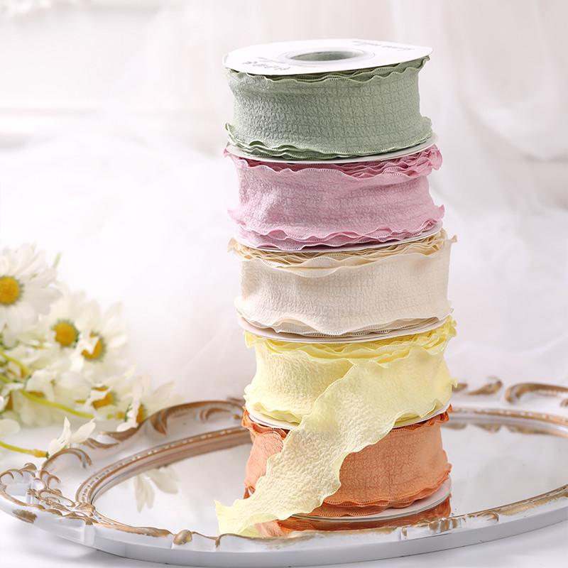 40mm Valentine'S Colored Jute Ribbon Linen Wrinkle Edge Jute Lattice Ribbon