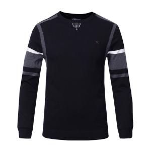 Quality Black Mens Warm Winter Sweaters / Mens Crew Neck Pullover Slim Fit wholesale