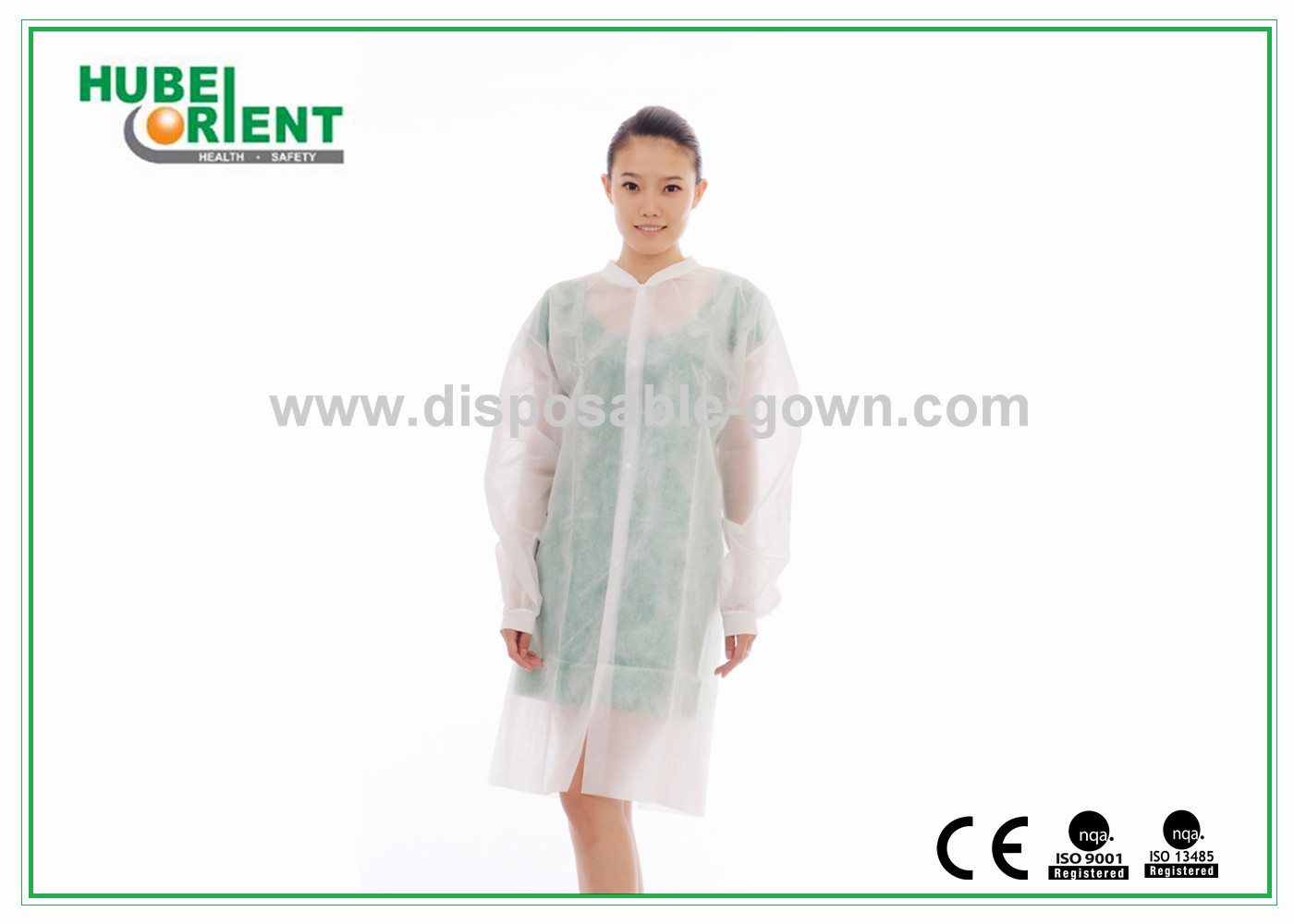 Disposable PP/Non-Woven/SMS/tyvek lab coat With Snaps For Hospital Nursing