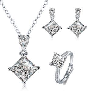 Quality 925silver 1 Carat Diamond Moissanite Pendant Necklace Women Gift wholesale