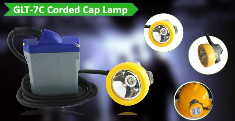 GLT-7C Mining Cap Lights 6.6Ah Rechargeable Battery Pack 15000Lux Underground Corded Miners Headlamp