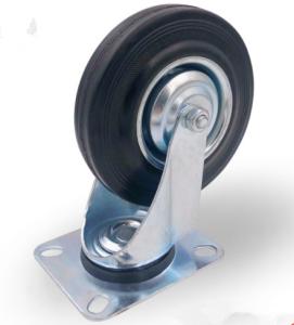 Quality industrial trolley wheel rubber caster swivel top plate 5 inch wholesale