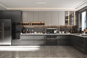 Quality Luxury Hotel European Karachi Kitchen Furniture Modern Kitchen Cabinets Gray wholesale