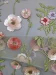 3D Colorful Sequin Embroidered Fabric Floral Seuqin Beaded Lace Fabric