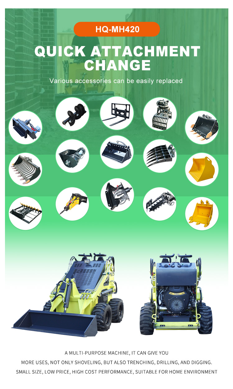 Euro 5 CE Epa Mini Skid Steer Loader 500 Kg 1 Ton 2 Ton with MOOG Hydraulic Cylinder