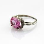 Women Jewelry 925 Silver 9mmx11mm Oval Pink Cubic Zircon Ring(R128)