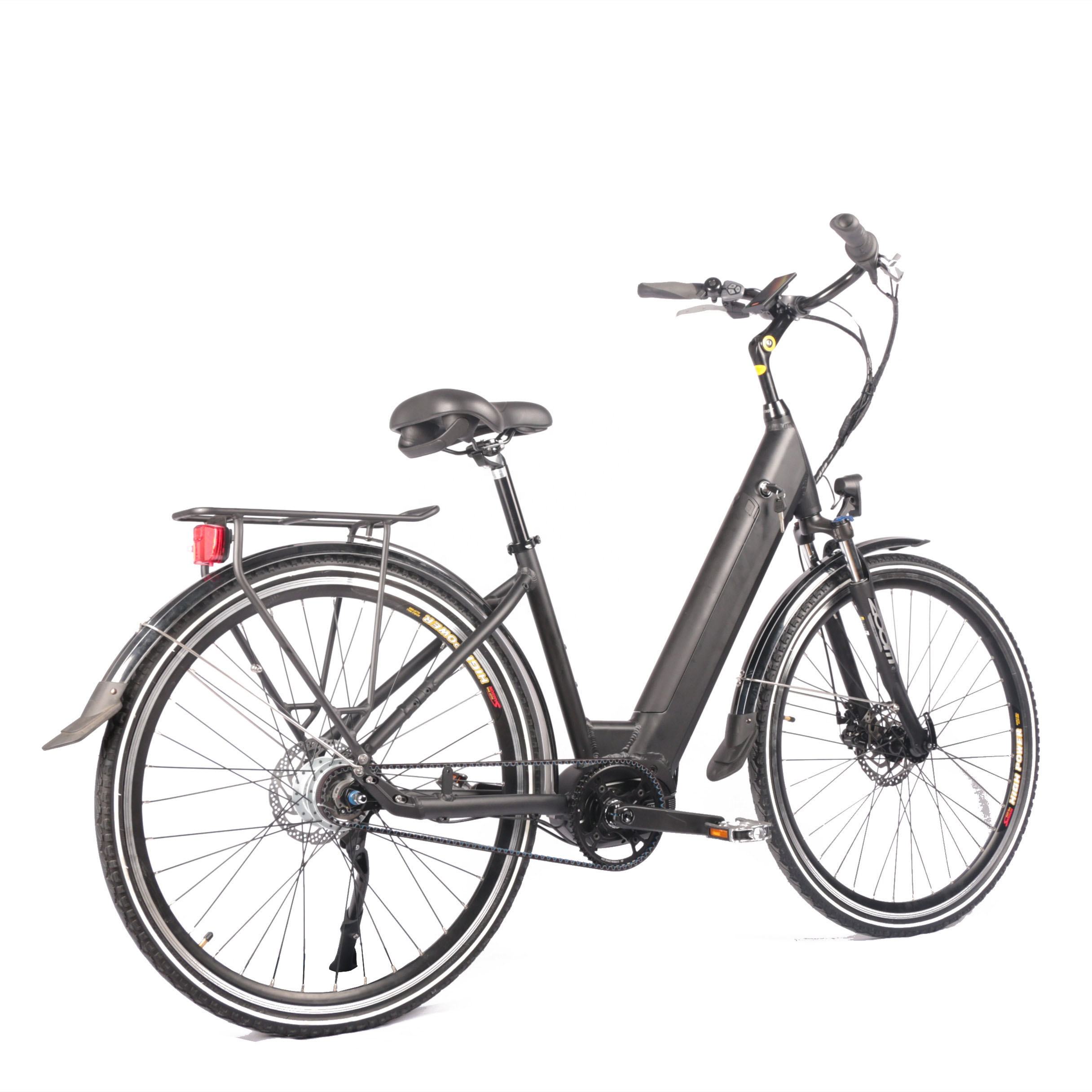 28 Inch Step Through Mid Drive Ebike 8 Speed Belt Drive Bicycle Max Speed 30 - 50Km/H