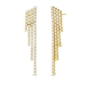Quality 18K Gold Plated Cubic Zircon Tassel Brass Earrings wholesale