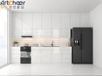 Small Open Kitchen Modern Stylish I Shape White Kitchen Cabinet with Black High