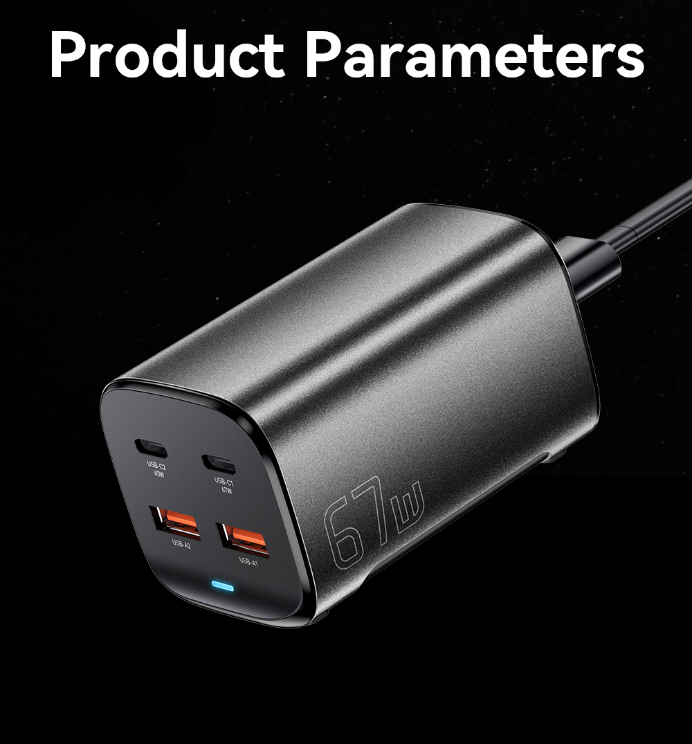 Dual USB C USB A PD GaN Chargers 67W ES-CD35 Series