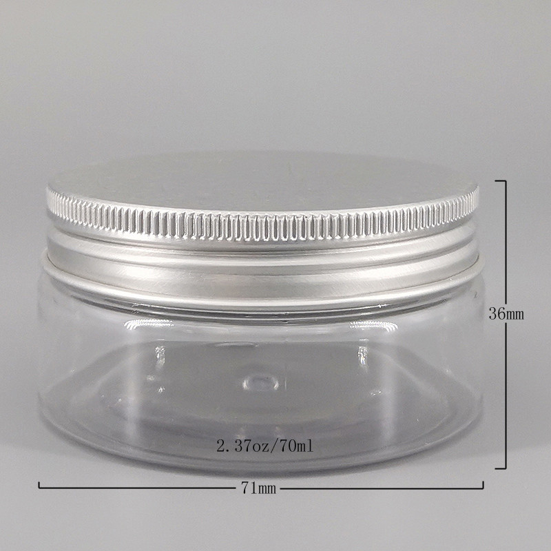 Aluminum Lid 36mm 70ml Clear Cosmetic Containers
