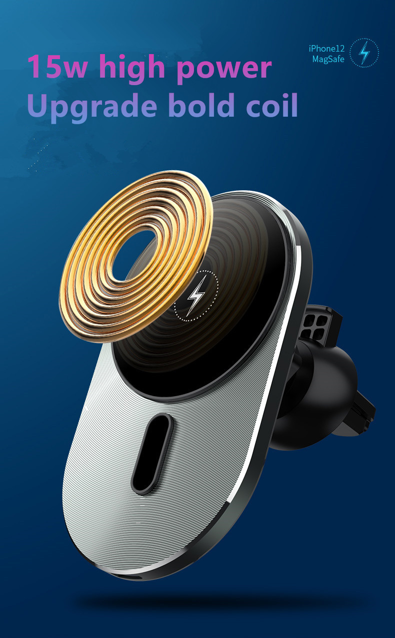 Air vent mounting 15W Wireless Car Charger with Safety Protection