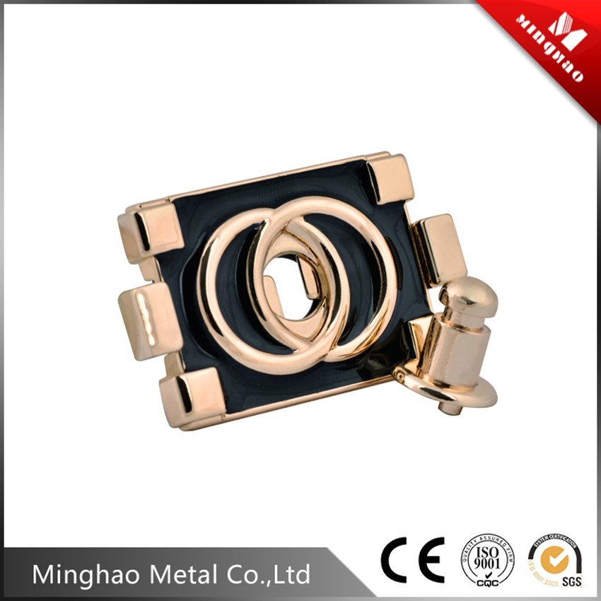 Classical style gold handbag square turn lock，50.58*36.75mm