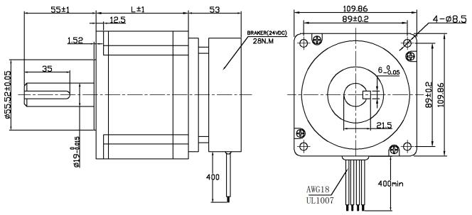 1.8° Nema 42 Hybrid Stepper Motor With Brake 2 Phase High Torque 28N.M 0