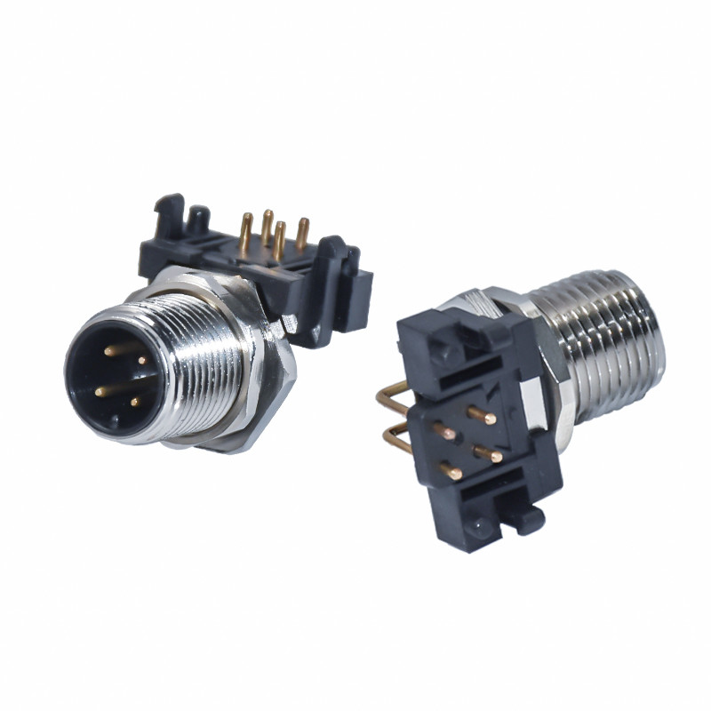 Industrial Camera 4P Elbow 4pin A-Coding Female Ip67 Connector Panel 4way M12 PCB Waterproof Connector