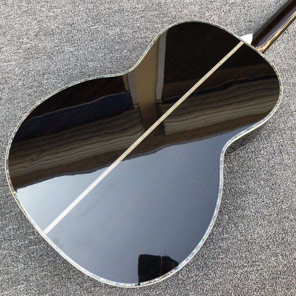 100% All Real Abalone Ebony Fingerboard OOO45s Acoustic Electric Guitar in Wine Red