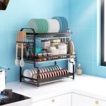 Three Tiers Kitchen Storage Shelves Seasoning Pot Dish Drying Rack Standing Type