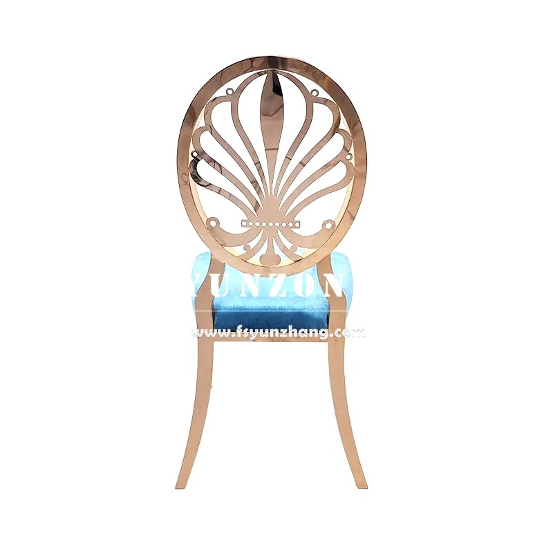 Banquet Metal Chair Event Party Rental Gold Flower Back Stainless Steel Hotel Wedding Chair