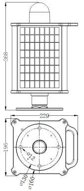 T Shaped 2W 12V 9AH Aerodrome Solar Warning Light IEC IP68