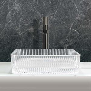 Quality Square Shape 1 Hole Glass Vessel Basins 12mm Thickness With Pop Up Drain wholesale