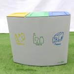 Brushed Three Compartment 60L Public Recycling Bin