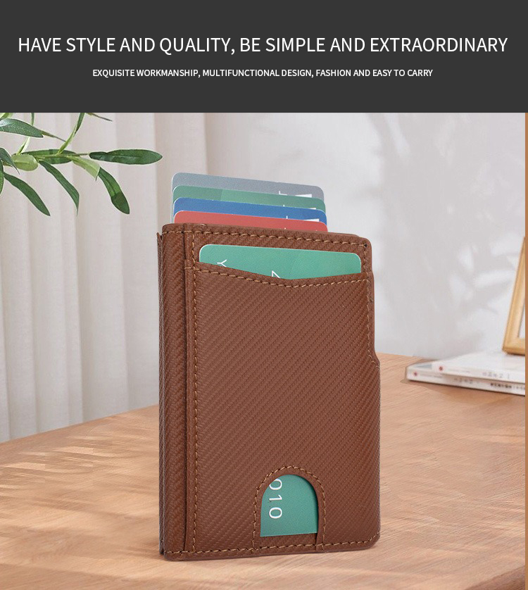 2024 Front Pocket Men's Leather Pop Up Wallet with RFID Blocking and Magnetic Closure