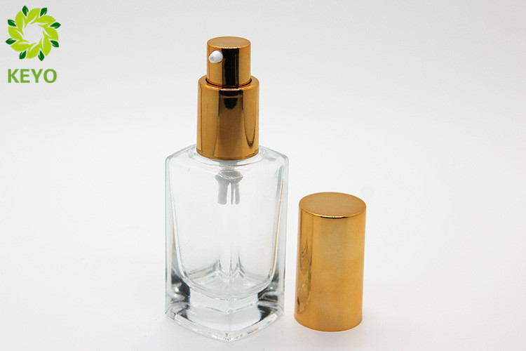 Customized Clear Glass Foundation Bottle Square Shape Capacity 30ml
