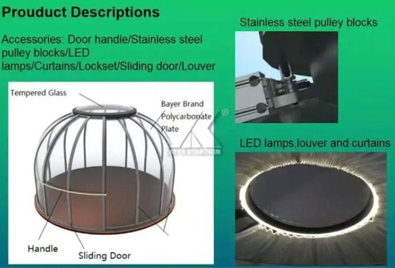18-20 Person Transparent Wind Resistant Dome Prefab House for Hotel and PC Accommodation Solution