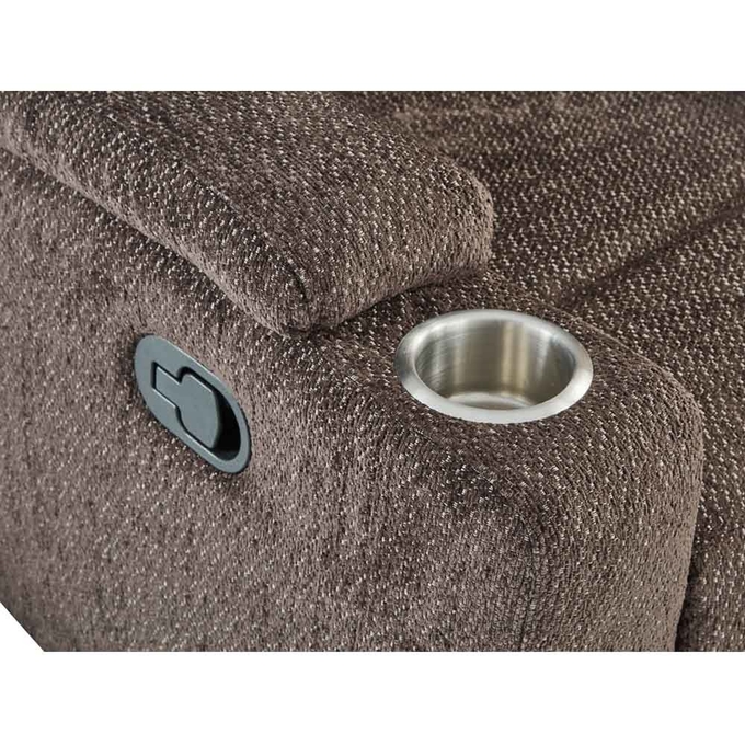 Recliner Chair with Stainless Steel Cup Holders, Dark Brown Fabric