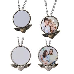Quality Sublimation Blanks Necklace Vintage Round Pendant Necklace Sublimation Transfer Printing Jewelry wholesale