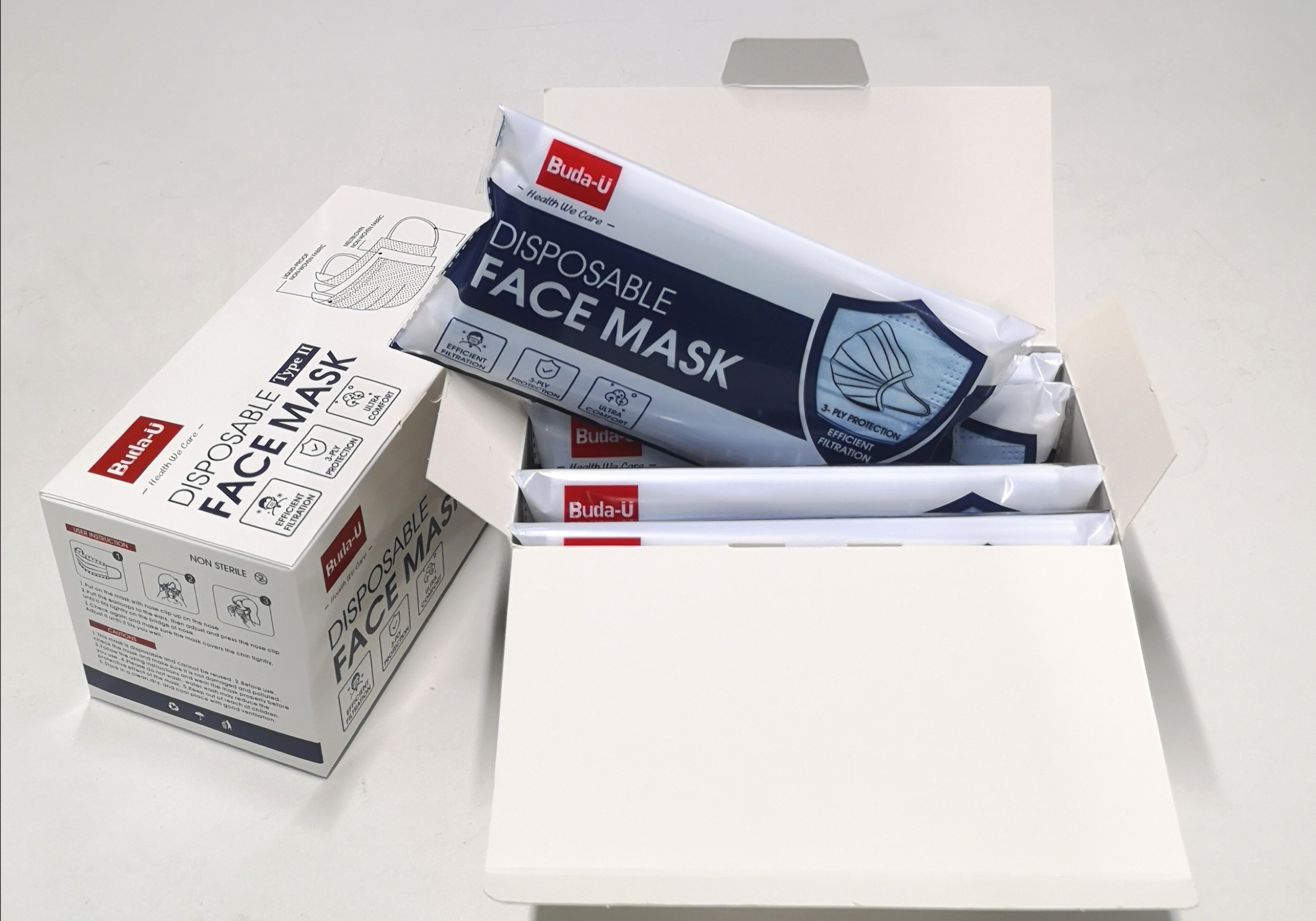 Buda-U Adult 3PLY Medical Protective Face Mask For Covid ASTM Level II