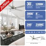 58 Inch Bedroom Ceiling Fans With Lights Reversible Silent DC Motor