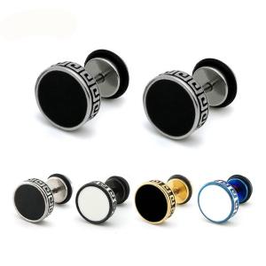 Quality Stainless Steel High quality round shape mini customize cool carve ear small stud cuff hoop earrings jewelry wholesale