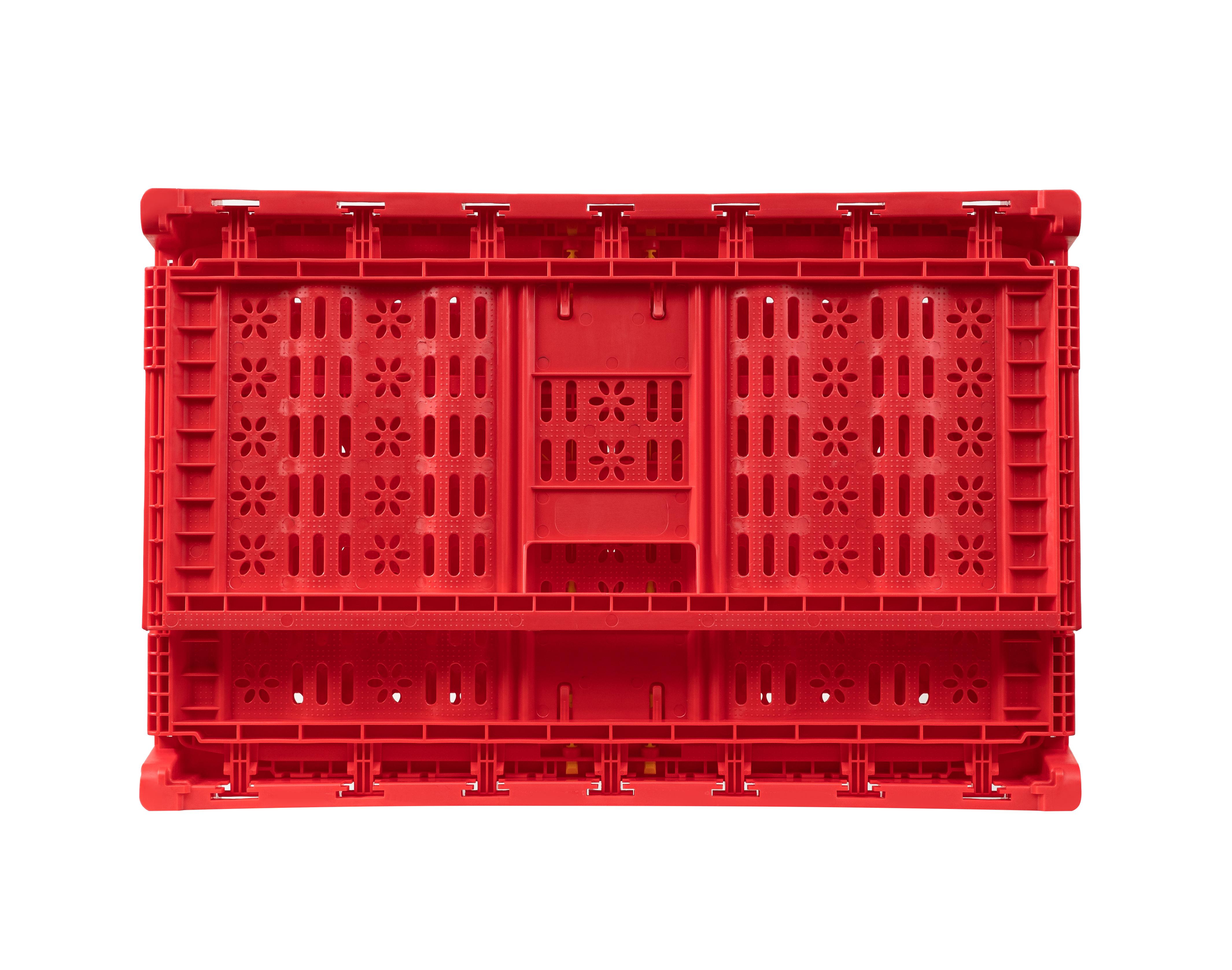 Foldable Stackable Collapsible Plastic Crate for Secure Fruit and Vegetable Transport