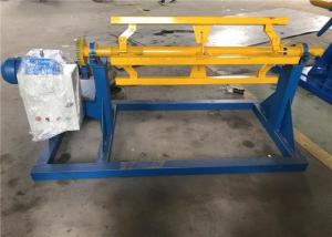 Quality 1m Width Electric Sheet Metal Decoiler Blue Yellow Color 450 - 600mm Inner Diameter wholesale