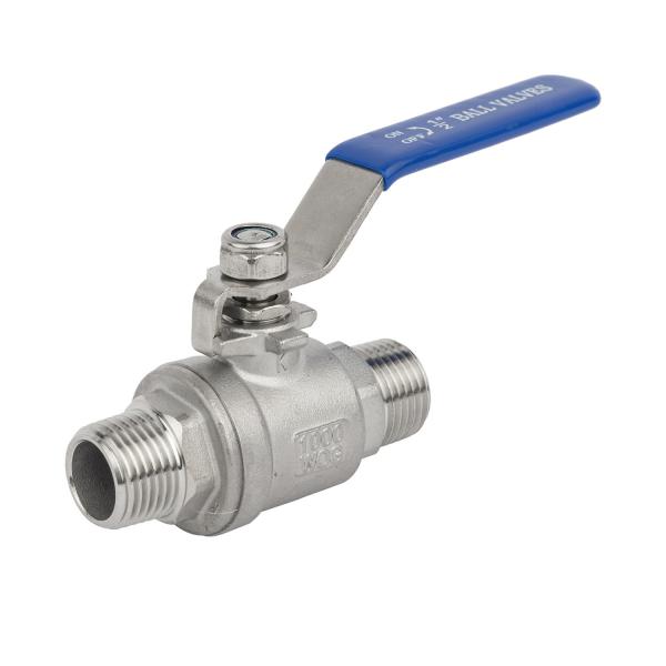 Full Bore 2PC Male Threaded Ball Valve Stainless Steel 304 316 1000wog PN1.0-32